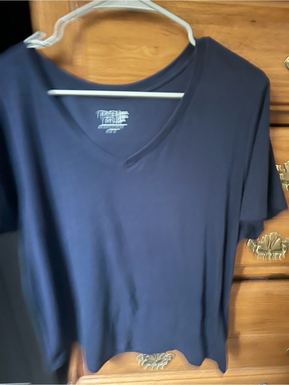 Time and Tru Navy V-Neck Short Sleeve Top